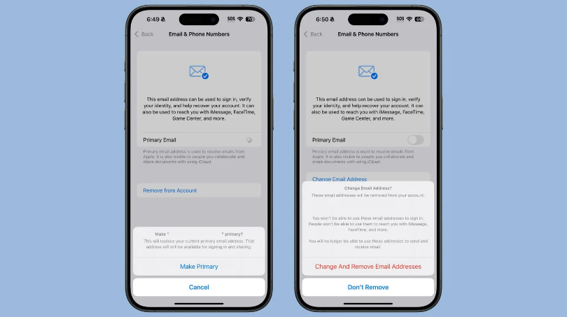 石渠苹果手机维修分享苹果 iOS 18.1 支持设置“主要”邮箱地址并更改 iCloud 邮箱 